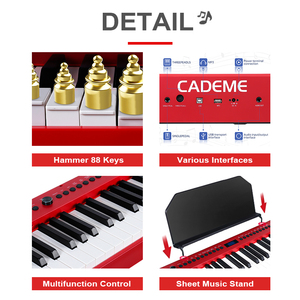 Piano Digital teclado Midi Digital portátil Musicas Instrumentos 88 llaves 88-Nota de acción de martillo teclado - Product Image 3