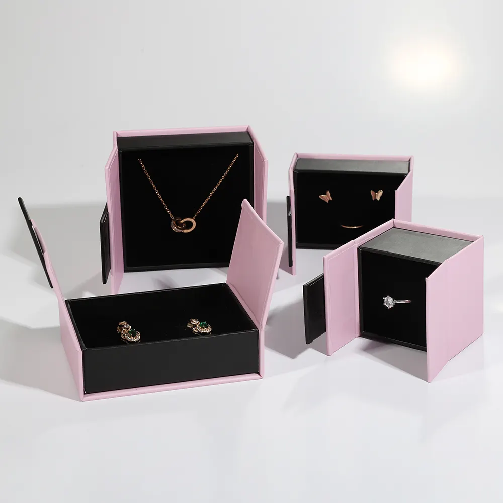 Изготовленный на заказ роскошное кольцо ожерелье упаковка двойной открытый магнитный ювелирный подарок браслет коробка