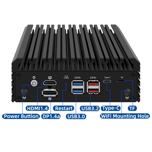 Barato 13th 6 LAN Network Security Computer Box Core I3 I5 I7 X86 Fanless Firewall Router Pfsense DDR5 Mini PC USB3.2 Type-C