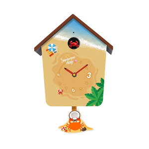 Tùy chỉnh chim ca hát chim cúc cu đồng hồ hiện đại được thiết kế nhựa đồng hồ treo tường Chim âm thanh báo động đồng hồ treo tường hộ gia đình trang trí - Product Image 1