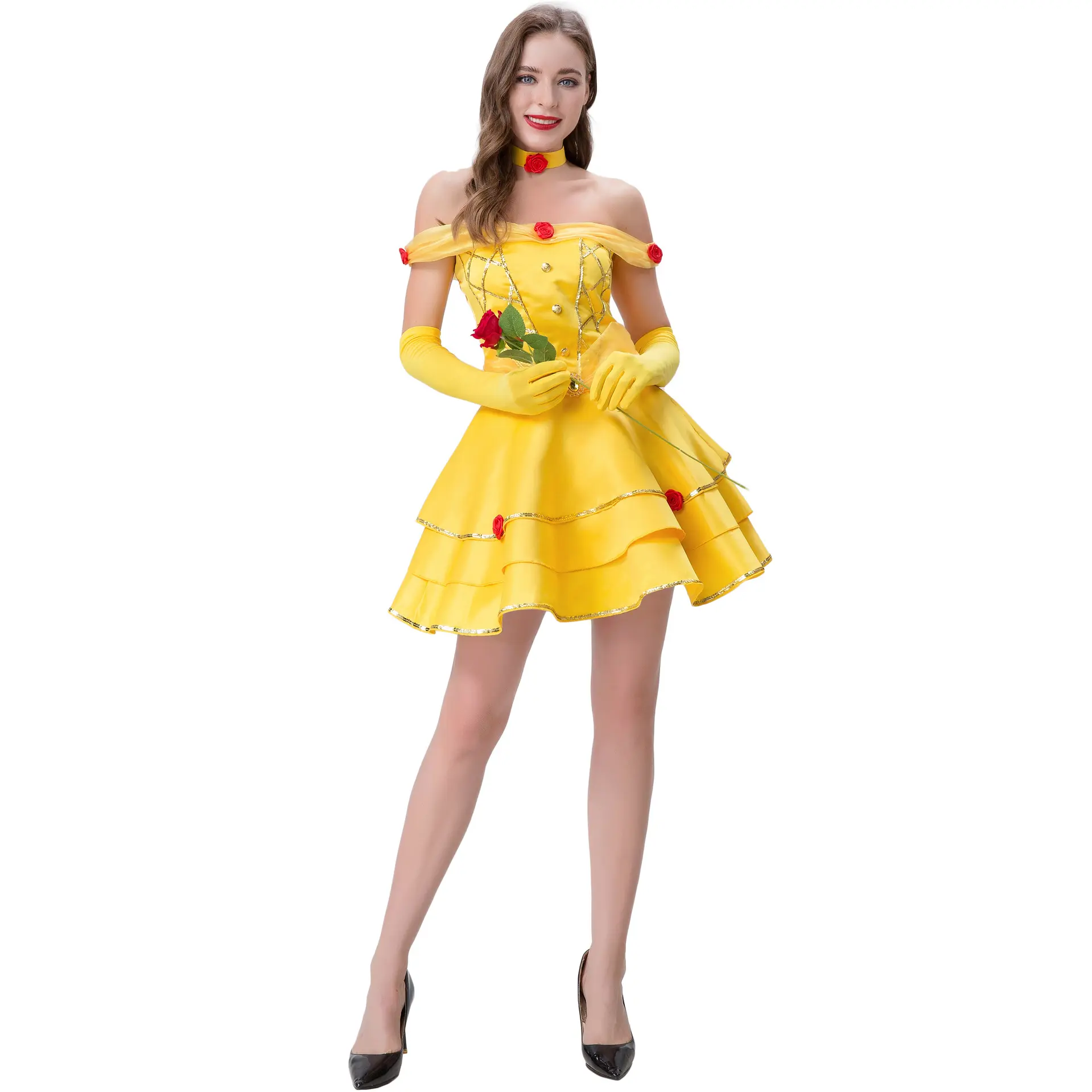 Robe de princesse de conte de fées blanche-neige, costume de scène, costume d'halloween, M-XL