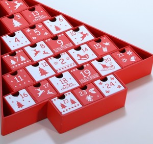 定制纸板圣诞树形降临日历盒图案可打印倒计时圣诞礼品纸盒 - Product Image 3