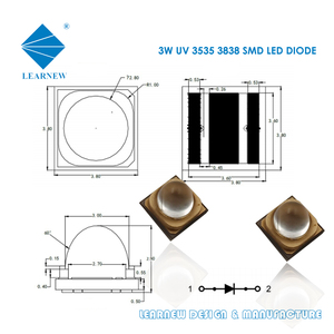 Kuvars cam paketi Smd yüksek güç Cob LED 385Nm modülü 365nm 3W Uv LED çip uv led çip yüksek güç - Product Image 5