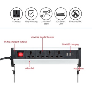 2022厂家批发台式开关夹插座台式边缘电源板，带4针插座usb a型