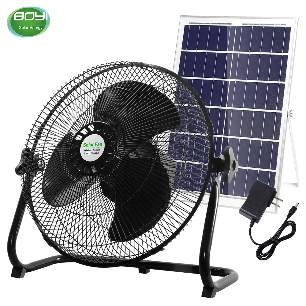 Actory-ventilador de suelo de carga solar, ventilador eléctrico recargable de China, CA y CC