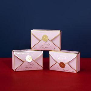 Creative Full Color Sugar <strong>Red</strong> and Gold Line Envelope White Card Packaging <strong>Box</strong> for Wedding