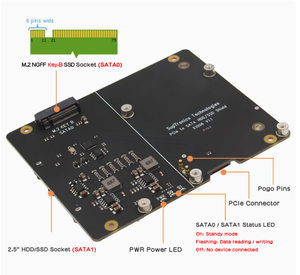 Raspberry Pi 5 PI5-Entwicklungsplatine mit spezieller PCIe-zu-SATA-Schnitts telle Dual-HDD-Erweiterung für HDD/SSD-Modell X1006 - Product Image 3