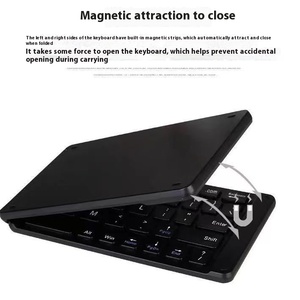 Factory <strong>Price</strong> in <strong>Stock</strong> Dual Folding Design Plastic Rechargeable Silent Portable Bluetooth Keyboard for iPad Tablet - Product Image 3