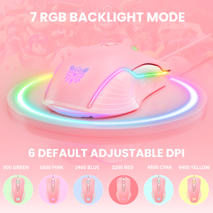 Onikuma CW905 Computer USB 6200 DPI RGB programmabile ottico cablato rosa Mouse da gioco souris de jeu PC Gamer Mouse - Product Image 3