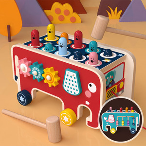子供の幼児用遊びおもちゃカラフルなモグラゲーム木製教育玩具早期教育モンテッソーリおもちゃ - Product Image 1