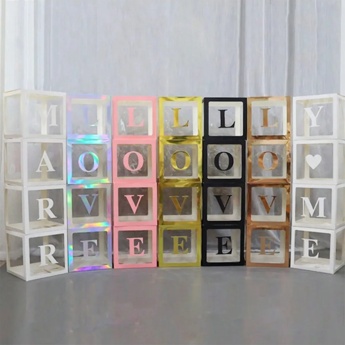 Toutes les couleurs 1pc Transparent Papier Baby Shower Balloon Box pour Garçon Fille Baptême Fête Anniversaire Décoration Idée Cadeau