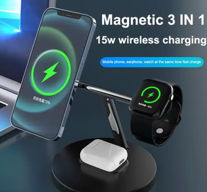 15W 3-in-1 manyetik hızlı kablosuz iPhone şarj cihazı 16 15 14 Pro Max Apple akıllı saat serisi 6 7 8 9 10 adaptörleri ile - Product Image 6