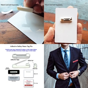 IDバッジ工芸品名前タグ安全ピン黒白ステッカーテープ自己接着プラスチック安全ピン - Product Image 6