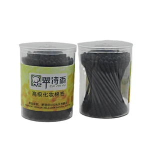 Black <strong>Q</strong> <strong>Tips</strong> 100pcs Spiral and Round Heads Paper Stick <strong>Q</strong> <strong>Tip</strong> for Daily Use - Product Image 1
