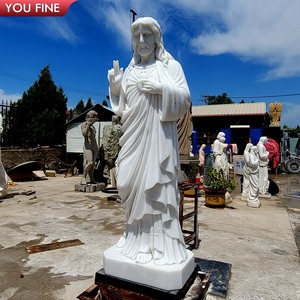 Youfine nhà máy Tay Chạm Khắc tùy chỉnh Christian Nhà thờ cuộc sống Kích thước đá cẩm thạch thiêng liêng trái tim Jesus Christ tượng để bán - Product Image 3