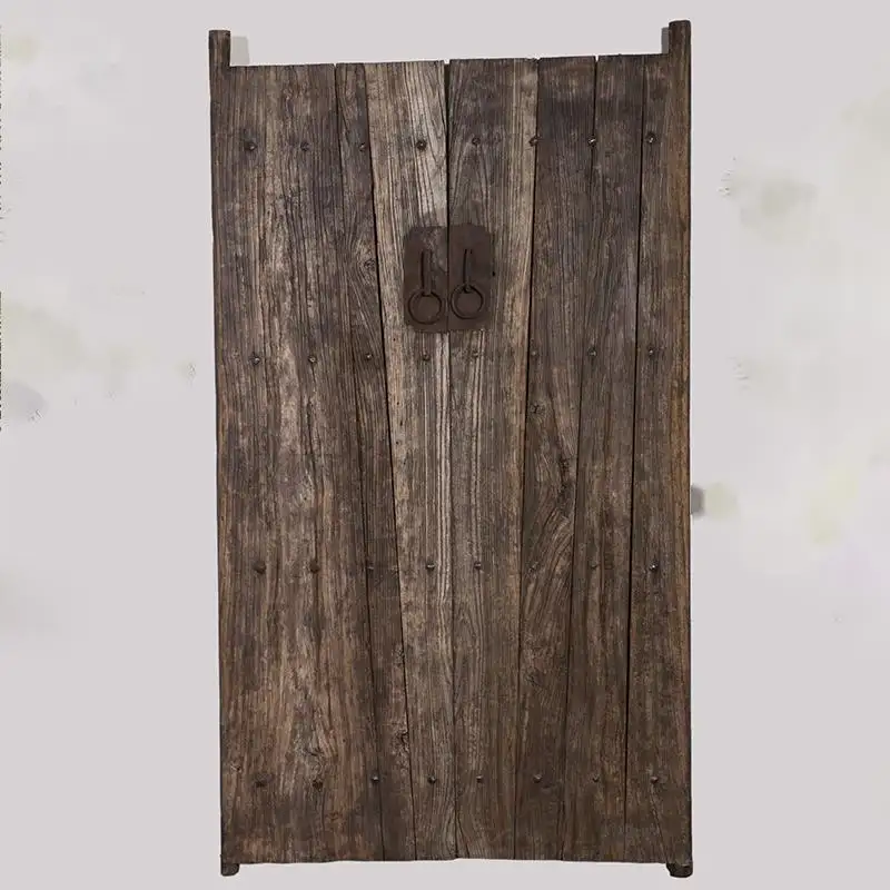 Puerta de madera de pino y olmo rústico chino, antigua, tradicional, reciclada