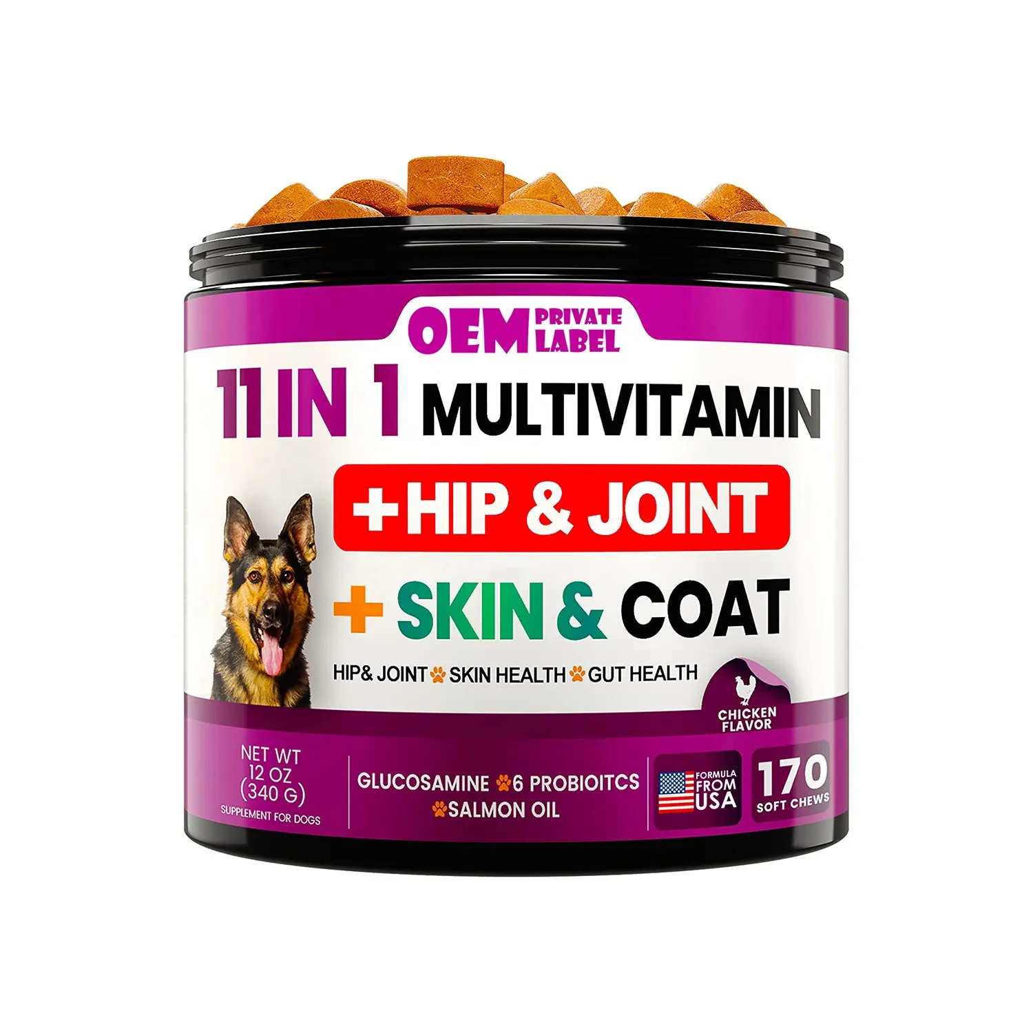 OEM कुत्तों के लिए प्रोबायोटिक्स नरम Chews मल्टीविटामिन Glucosamine के साथ संयुक्त स्वास्थ्य पालतू कुत्तों के लिए कुत्ते मल्टीविटामिन स्वास्थ्य की आपूर्ति