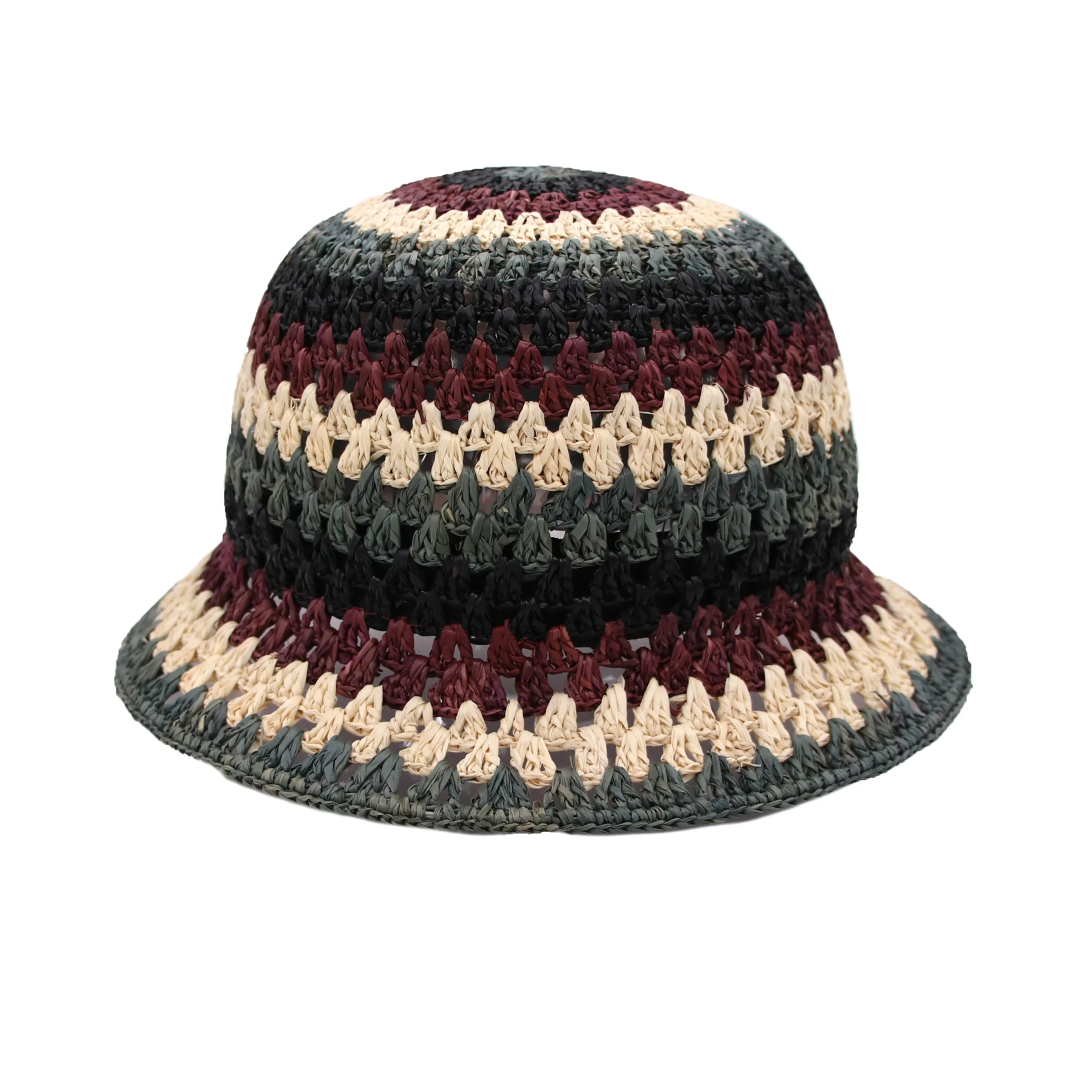 V Meilleure vente populaire coloré Crochet Cloche chapeau été plage