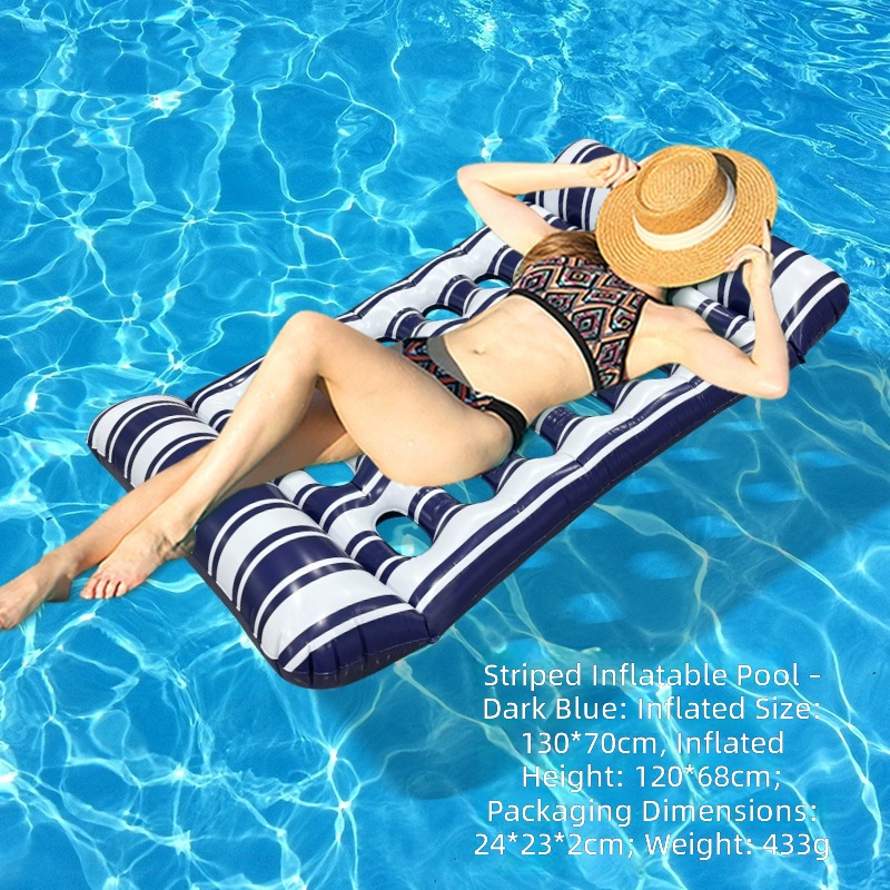 Short striped hole lounger floating row-dark blue-inflatable