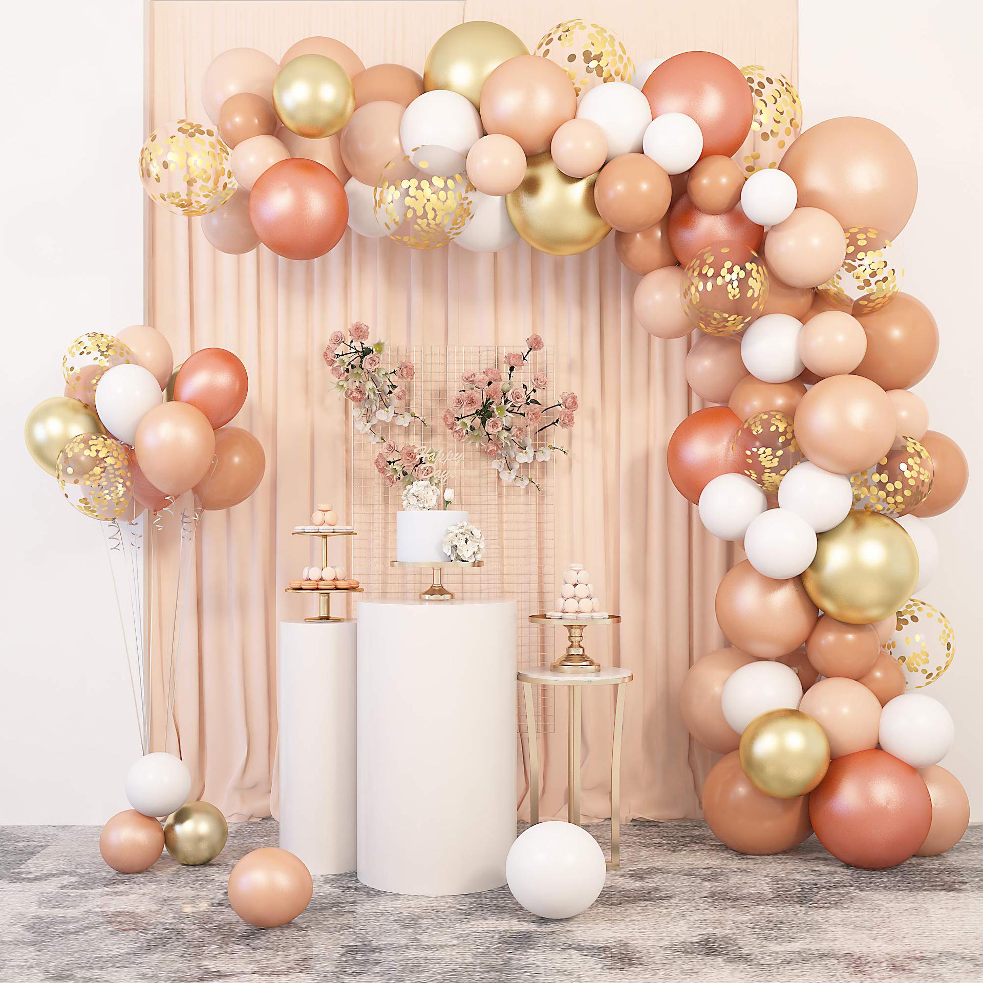 Pêche Rose Or Pastel Orange Confetti Latex ballon 20