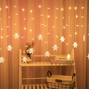 Cortina de cadena de luces Led con forma de copo de nieve, cortina de luz con forma de corazón, Luna, estrella, copo de nieve, decoración de Navidad - Product Image 2