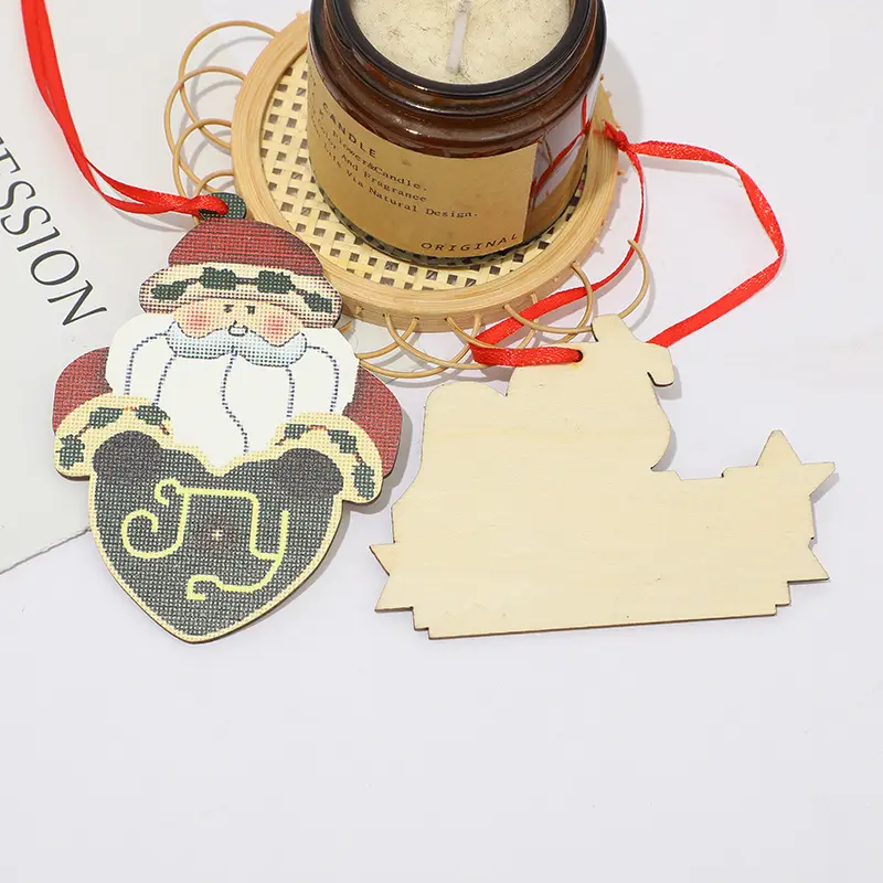 New creative Christmas decorations pendant home decoration hand-painted Santa Claus cartoon pattern decorative props