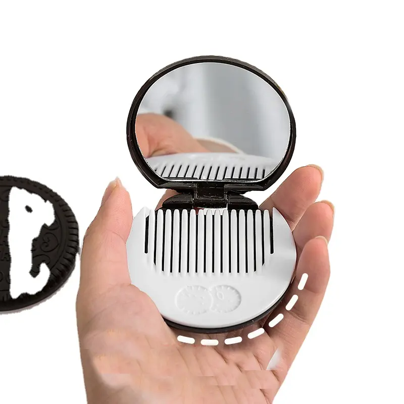 승진 싼 창조적인 디자인 초콜렛 건빵 거울 빗 고정되는 대중적인 휴대용 소형 메이크업 거울