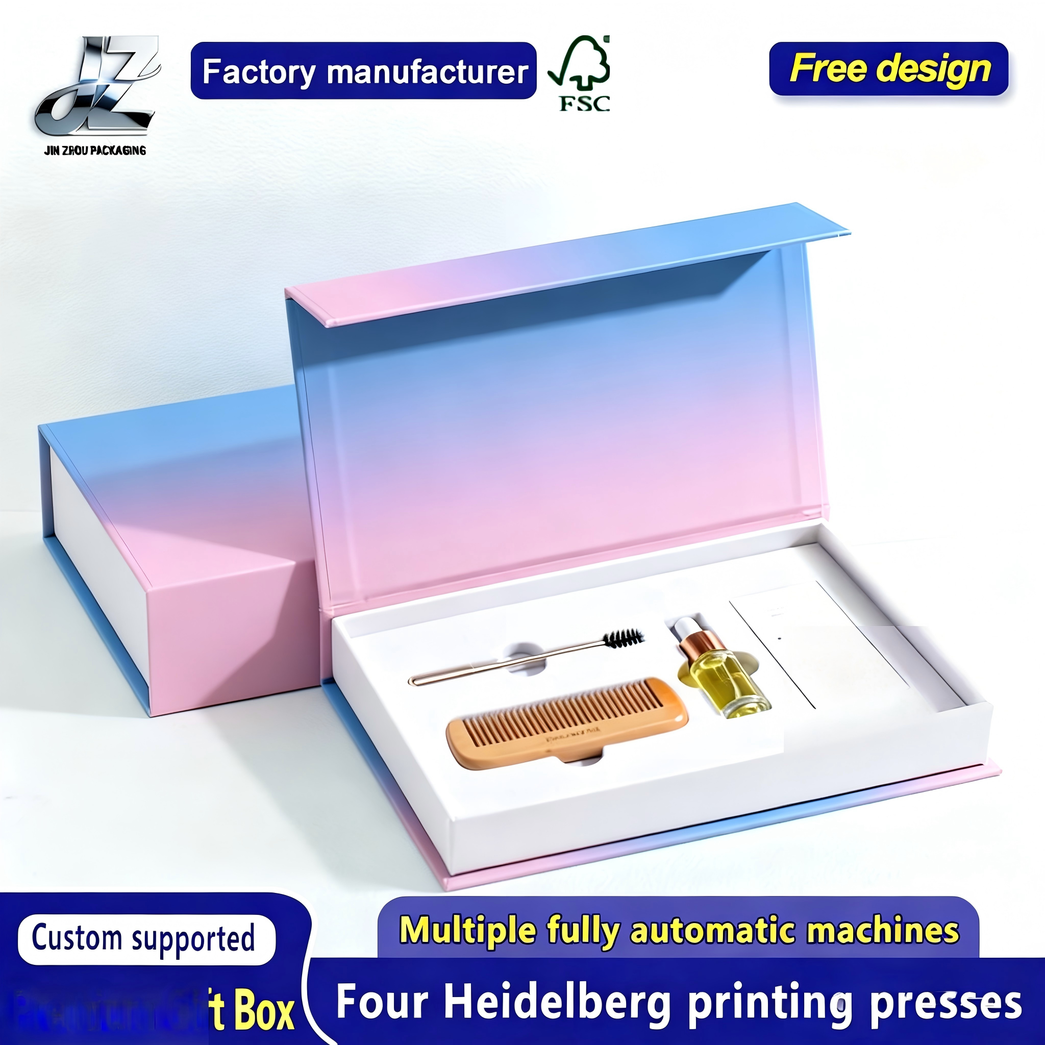 Magnetic flip cover box with lining