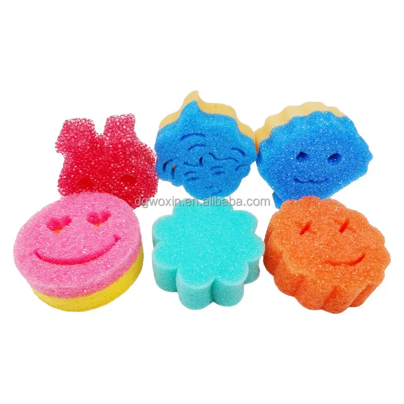 WOXIN Custom Scrub Cleaning Smile Face Sponges for Kitchen Dining Room Dad Mom Cleaning Sponge