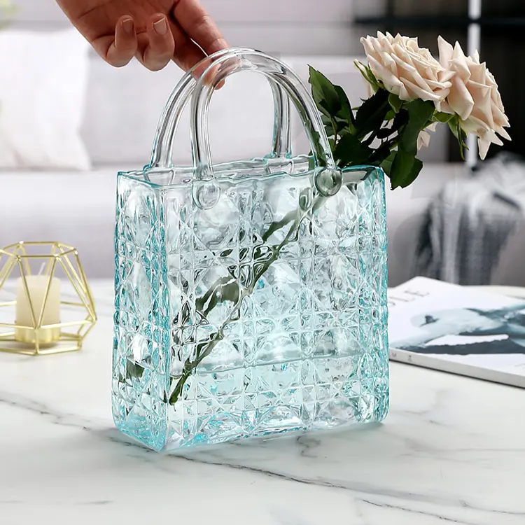 Moderne luxuriöse ornamente schreibtisch couchtisch heimdekorationsdesign rose große handtasche glasvase