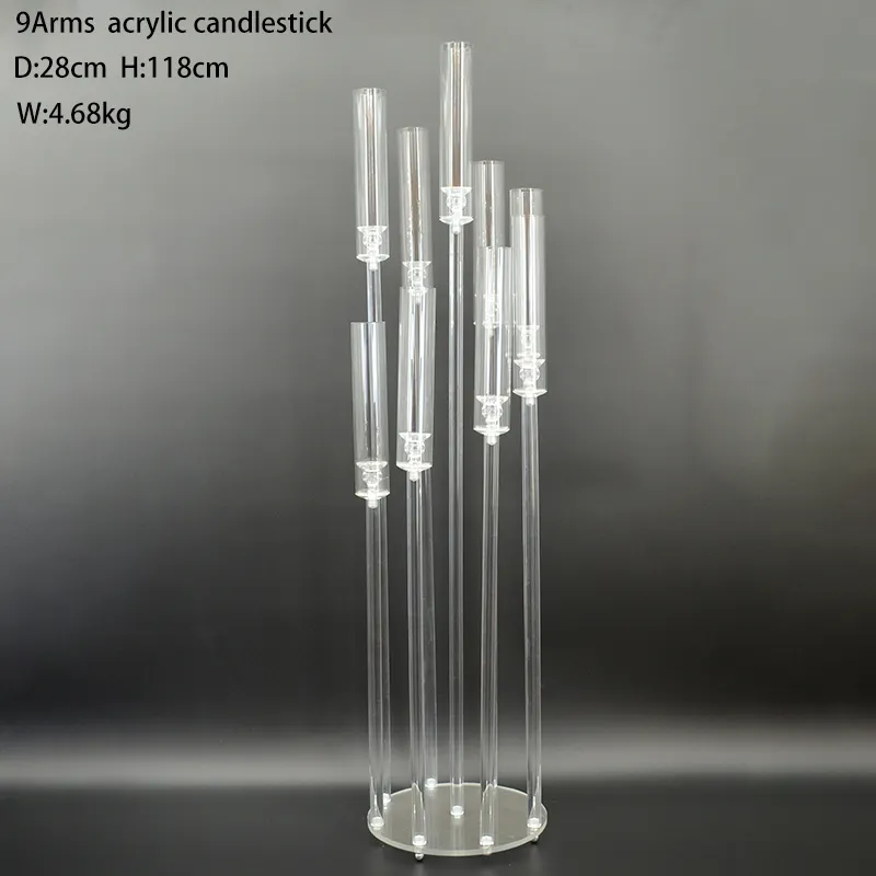 Xinyuanxing buon prezzo tubo trasparente in metallo cristallo decorazione di nozze centrotavola portacandele