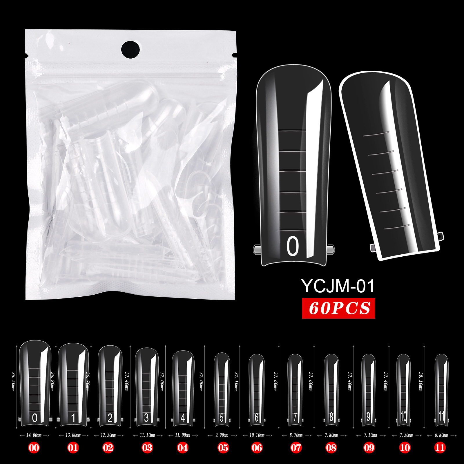Moule à ongles en colle d'extension 60 pièces 01