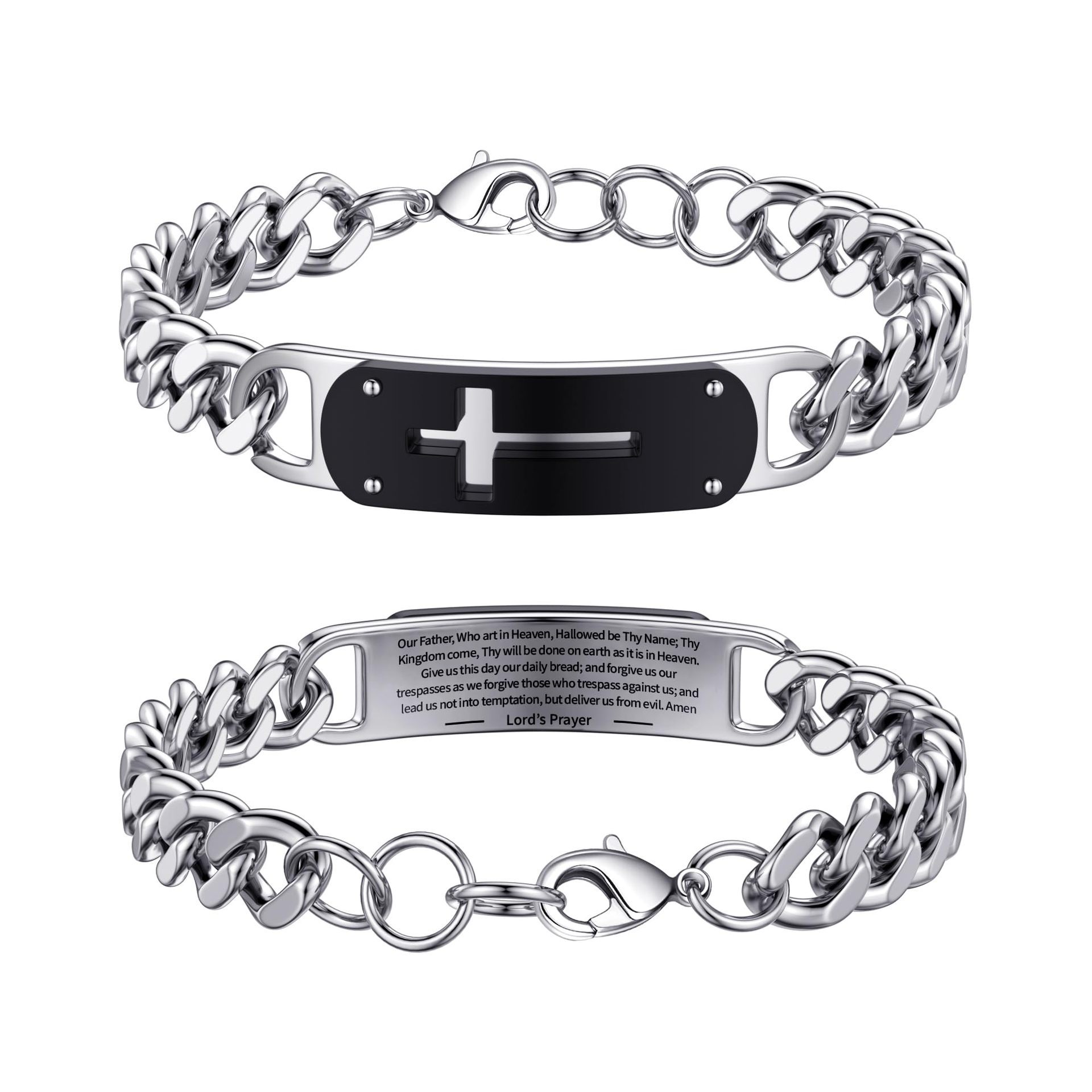 Bracelet croix courbée gravée Lords