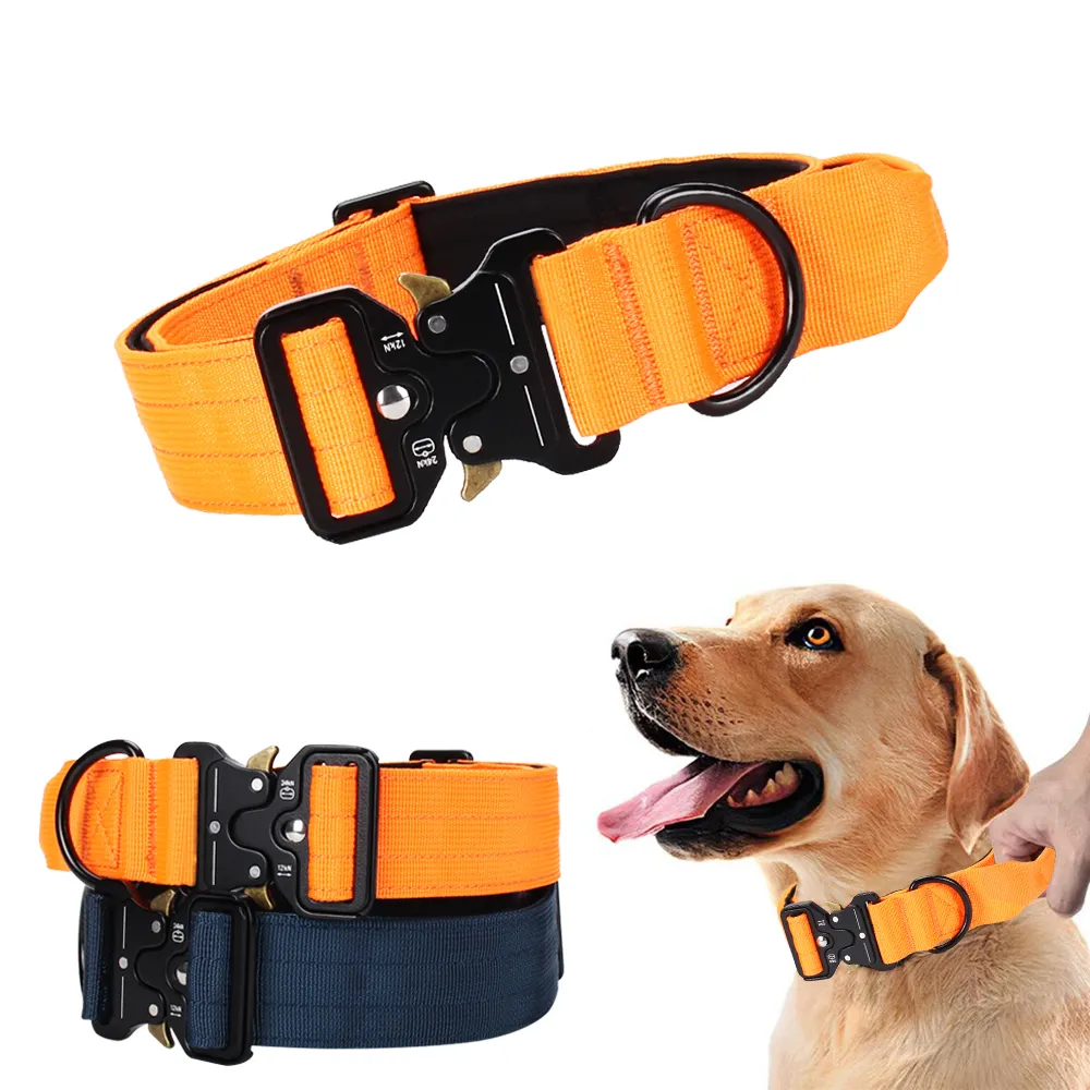 Großhandel Haustier-Hundehalsband mit Griff einstellbares weiches gepolstertes Halsband für mittlere und große Hunde schwerlast taktische Hundehalsbänder