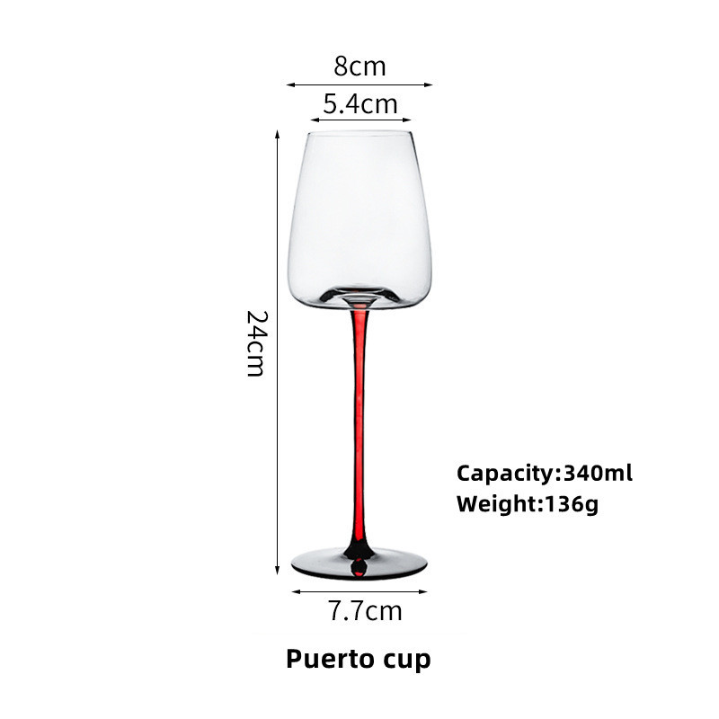 Clear wth red stem Small Wine glasses 340ML