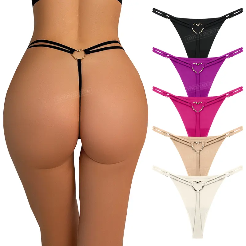 OXYGEN SECRET-ropa interior de cintura media para mujer, bragas con logotipo personalizado, Tanga sin huellas en la parte trasera en T