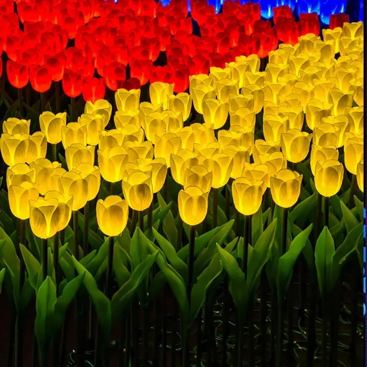 Preço por atacado Tulip Flor Forma Solar Powered Lâmpada LED Ao Ar Livre Quintal Jardim Lawn Path Luz Lâmpada Decorativa
