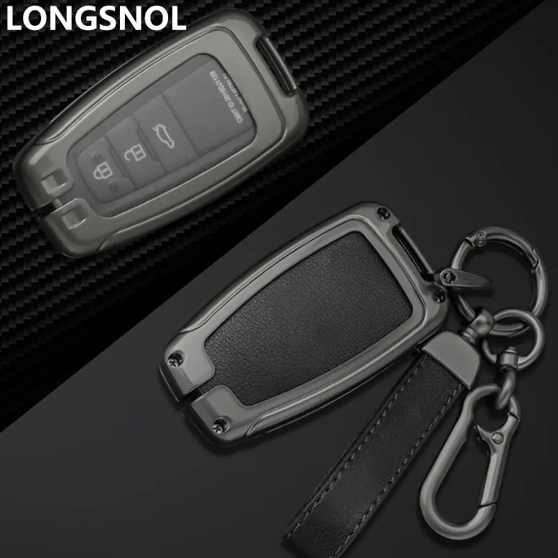 لونغسنول سبائك الزنك غطاء غطاء مفتاح السيارة مفاتيح معدنية حقيبة مفاتيح حماية قذيفة تزيين السيارة لملحقات تويوتا