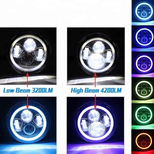 DOT Black 7 Inch Round <strong>LED</strong> Headlight and Fog Light <strong>Kit</strong> With RGB Halo Rings by APP Control H4 to <strong>H13</strong> Plug for Jeep Wrangler - Product Image 3