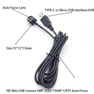 กล้องวงจรปิดโฟกัสอัตโนมัติ Micro UVC ขนาด15*15มม.,กล้อง HD 5MP USB กล้องโมดูลกล้อง500วัตต์วิดีโอเสียงกล้องวงจรปิดขนาดเล็ก AF เว็บแคมสำหรับ Windows PC Cam - Product Image 2
