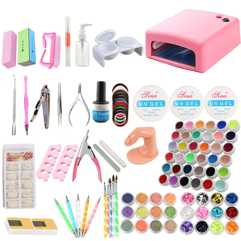 Kit de herramientas para manicura, lámpara UV profesional, 36 colores, acrílica, UV