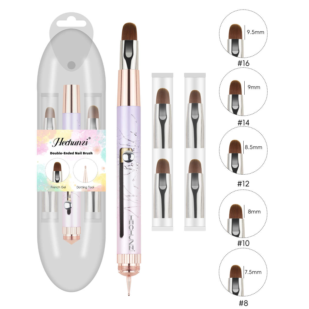 1pc Double-ended Brush+4 replaceable tips with packaging