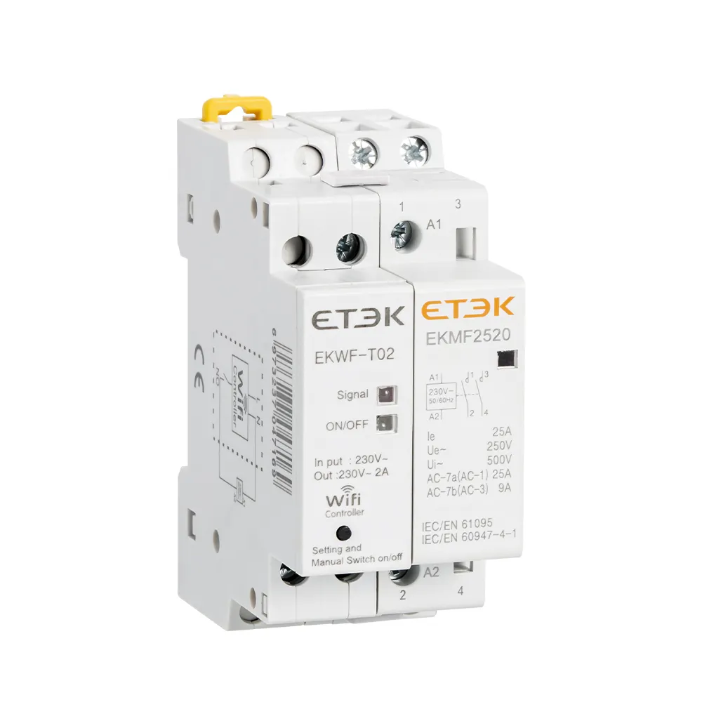 ETEK WIFI contactor AC 220V 2 polos y 2 modulares TUYA/WIFI control magnético 2 P 16A 25A 63A contactores eléctricos inteligentes