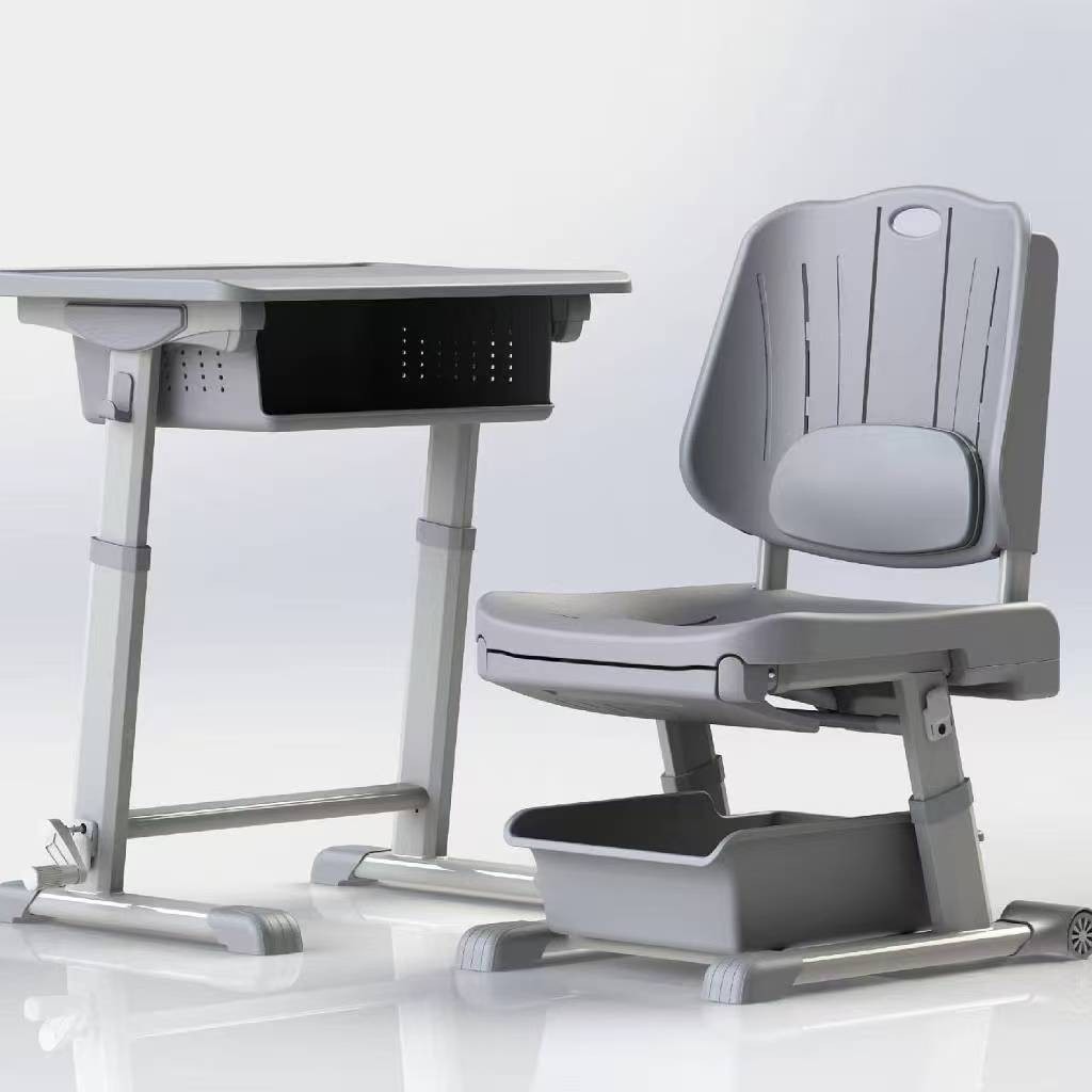 High-end lunch break desks and chairs in silver-gray
