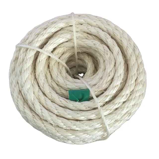 Cuerda de Sisal sin engrasar, Color blanco, blanqueada, 6mm, para árbol de juego de gatos