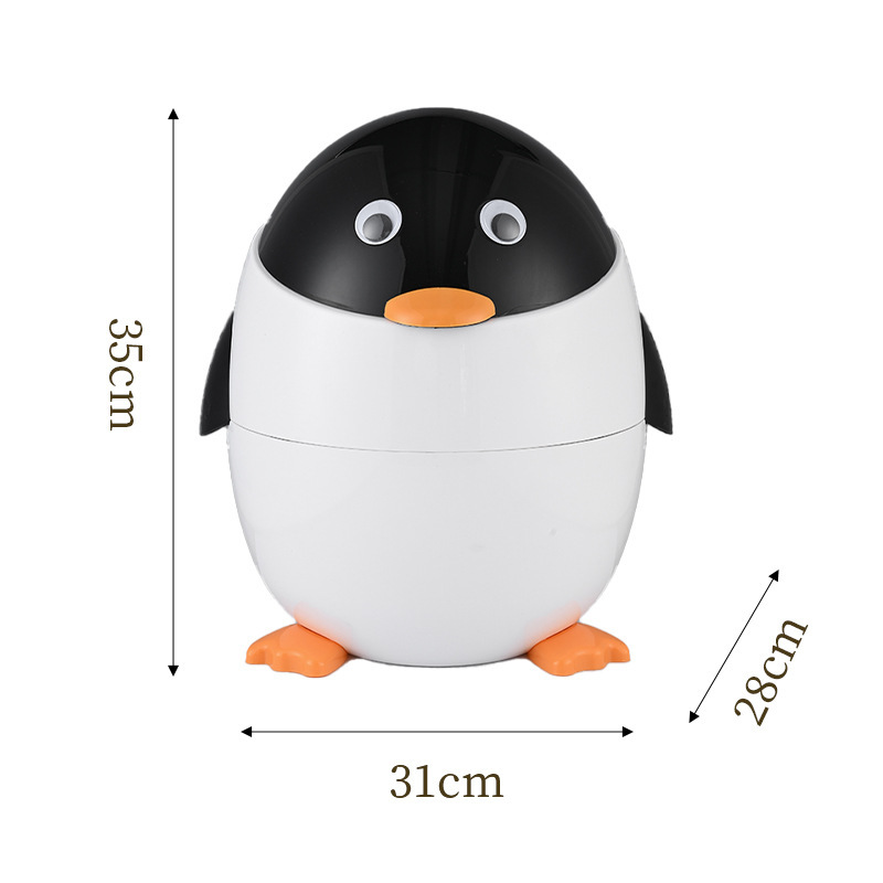Cute little penguin trash can, white
