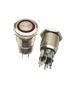 IP67 8pin 19mm illuminato 24V indicatore 2NO 2NC interruttore a pulsante in metallo tipo momentaneo e a scatto - Product Image 2