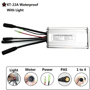 Fabrika doğrudan satış Kunteng 9-Tube 36/48V KT-22A su geçirmez konnektör ile ışık teli kare dalga denetleyici elektrikli bisikletler - Product Image 2