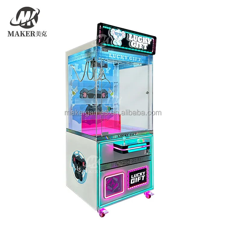 Peluş oyuncaklar pençe makinesi için etkileşimli jetonla çalışan oyun deneyimi kapalı Arcade vinç makinesi