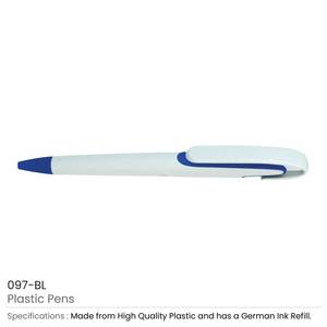 高品质定制标志廉价白色按钮塑料笔，夹子下有彩色设计 - Product Image 3